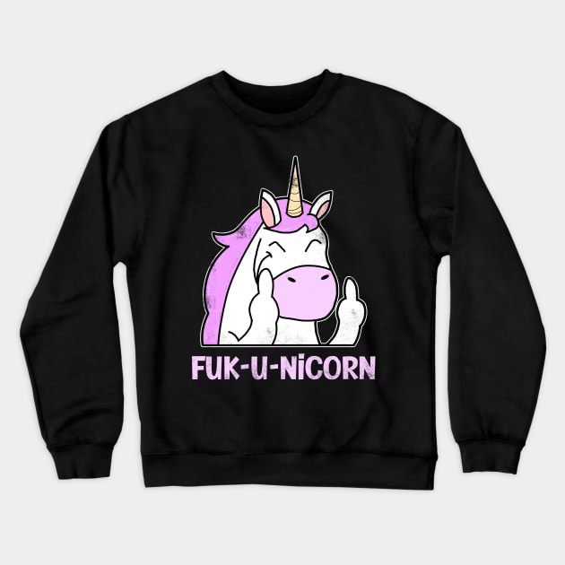 Pink Unicorn Middle Finger Crewneck Sweatshirt by Imutobi